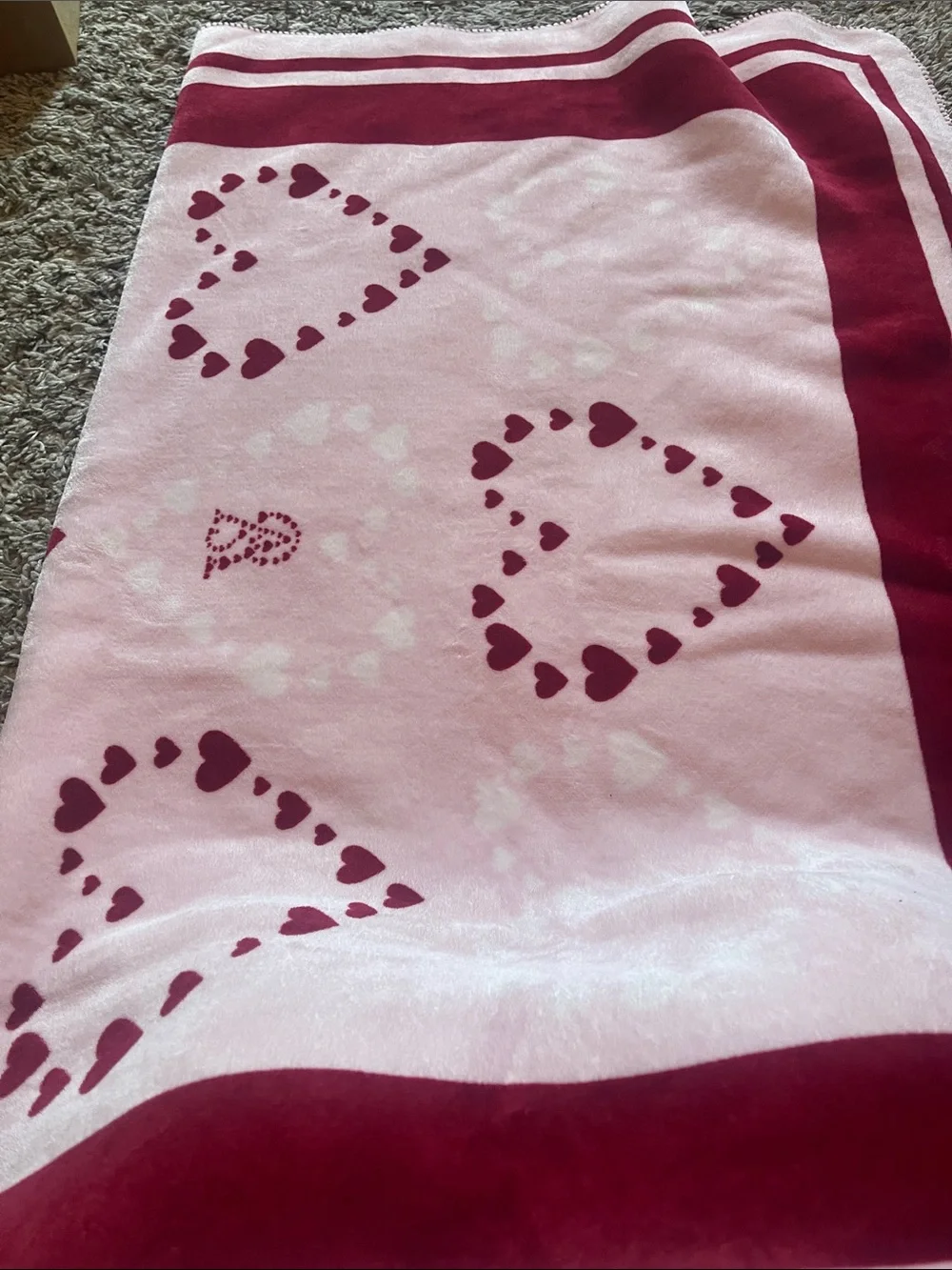 VS PINK AND RED HEART BLANKET